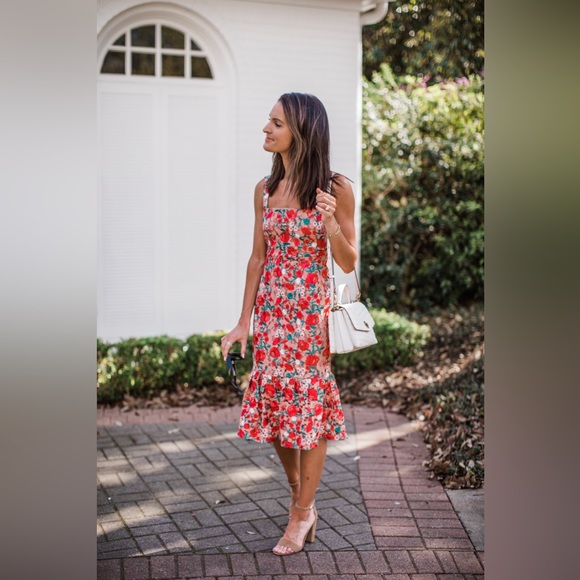 Lovers + Friends Under The Stars Midi Dress in Dark Nude Floral Size Small - Picture 3 of 10